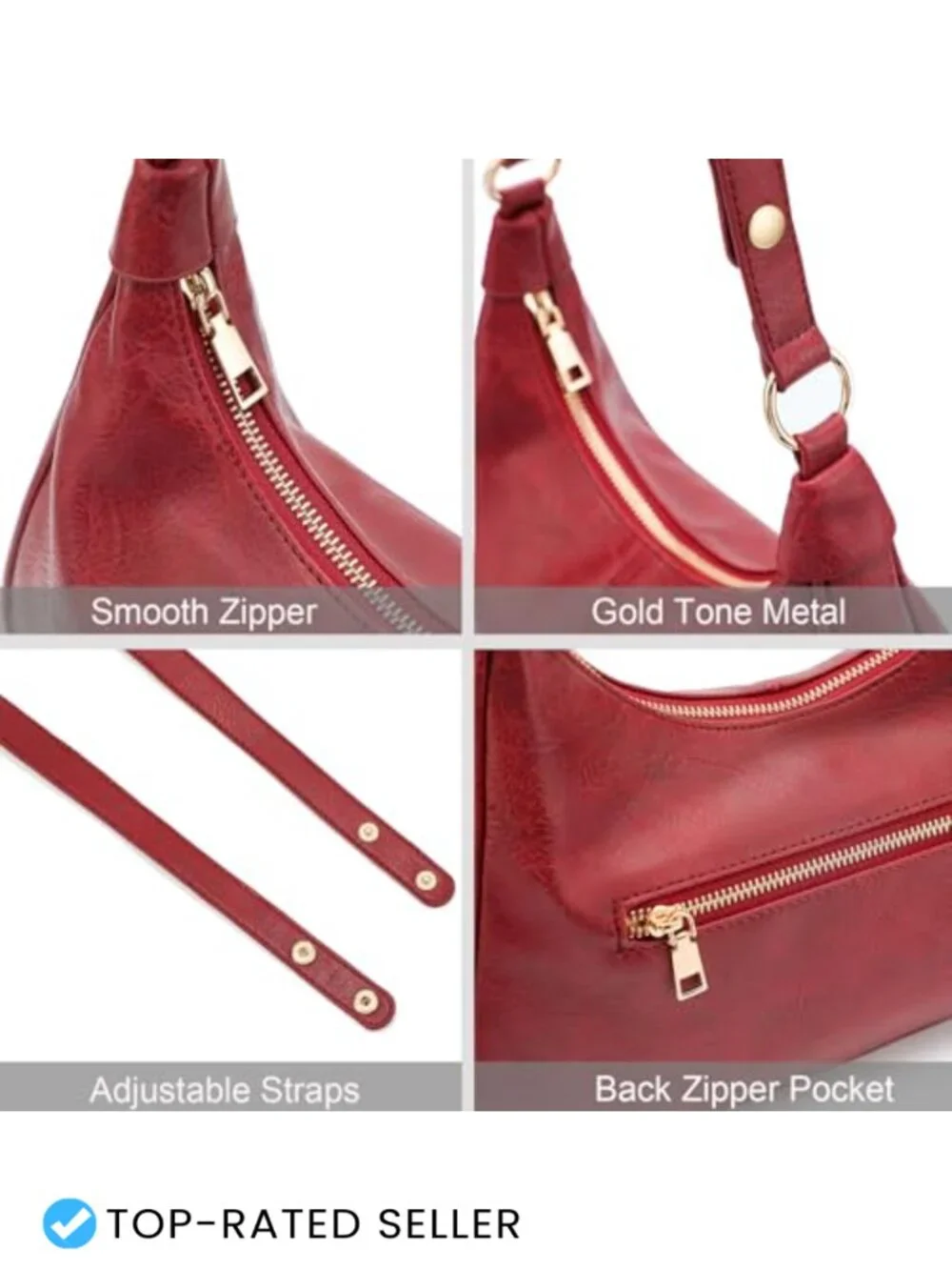 Ultra Soft Foldable Vegan Leather Crossbody Hobo Handbag